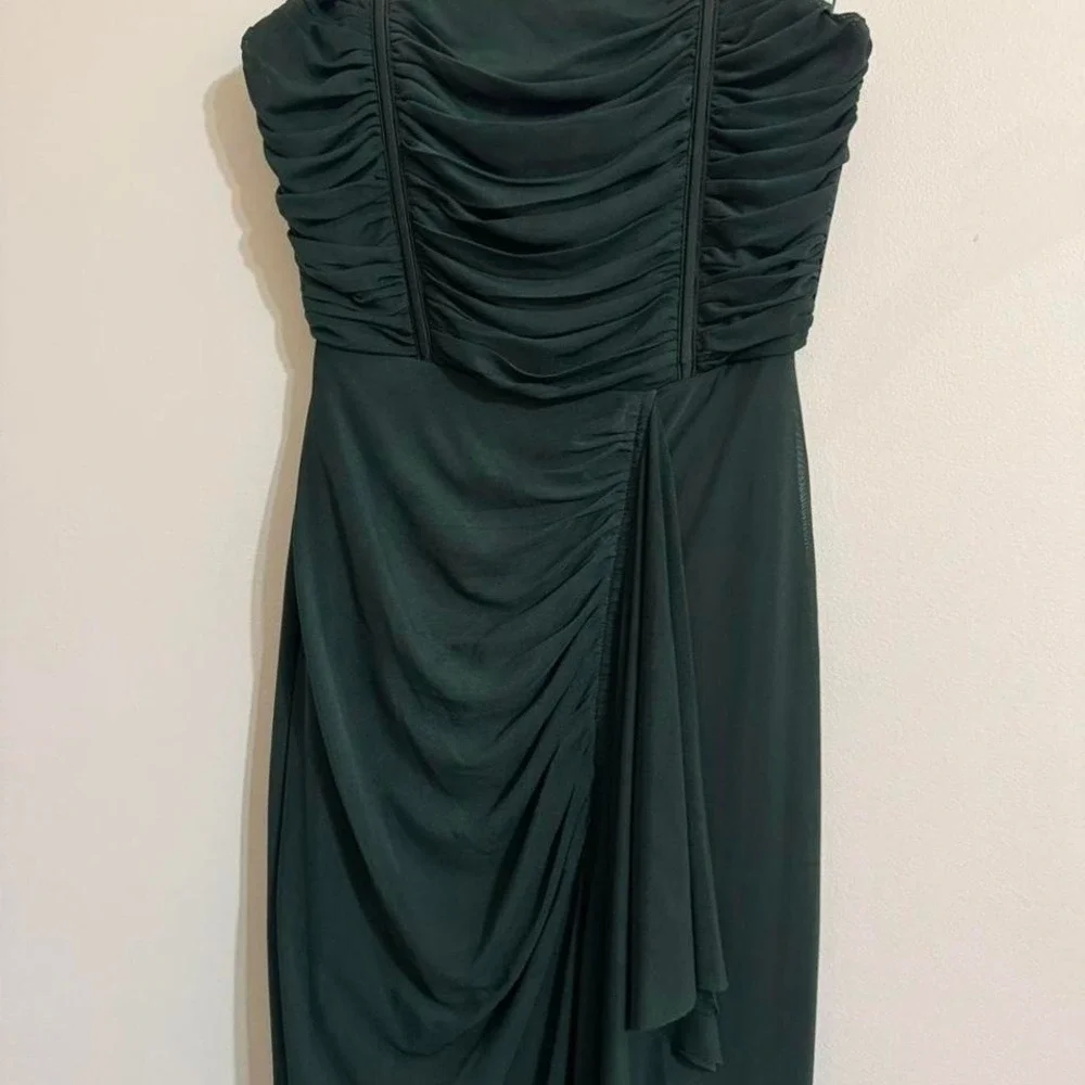 Emerald Green Showpo Nora Midi Dress, strapless corset, ruffle detailing,  size 4